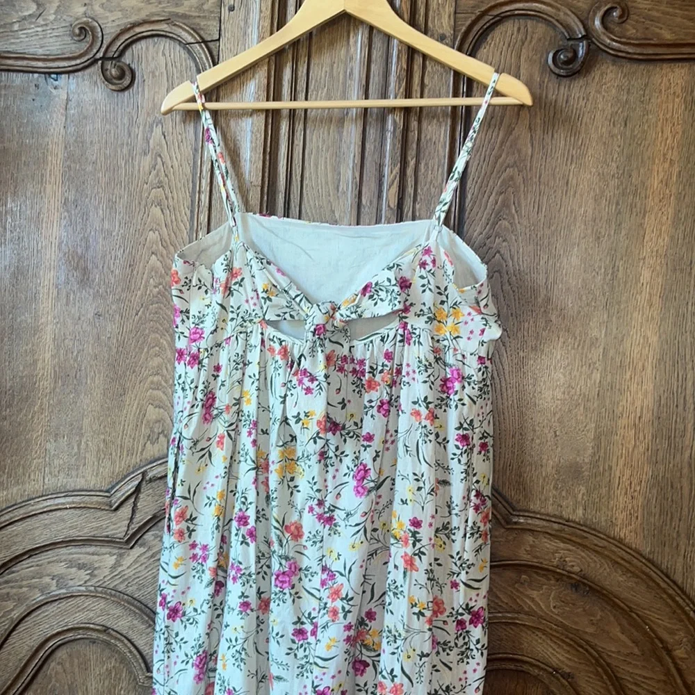 NEW Chelsea & Violet beige pink floral sleeveless linen blend dress - Picture 7 of 14